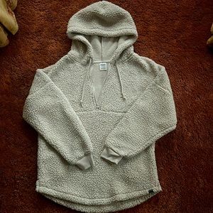 PINK Fuzzy Half Zip Sweatshirt size Small with pockets